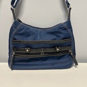 Nine West Women’s Crossbody Bag Navy Nylon Multi Pocket Moveable Strap 11x8x3”
